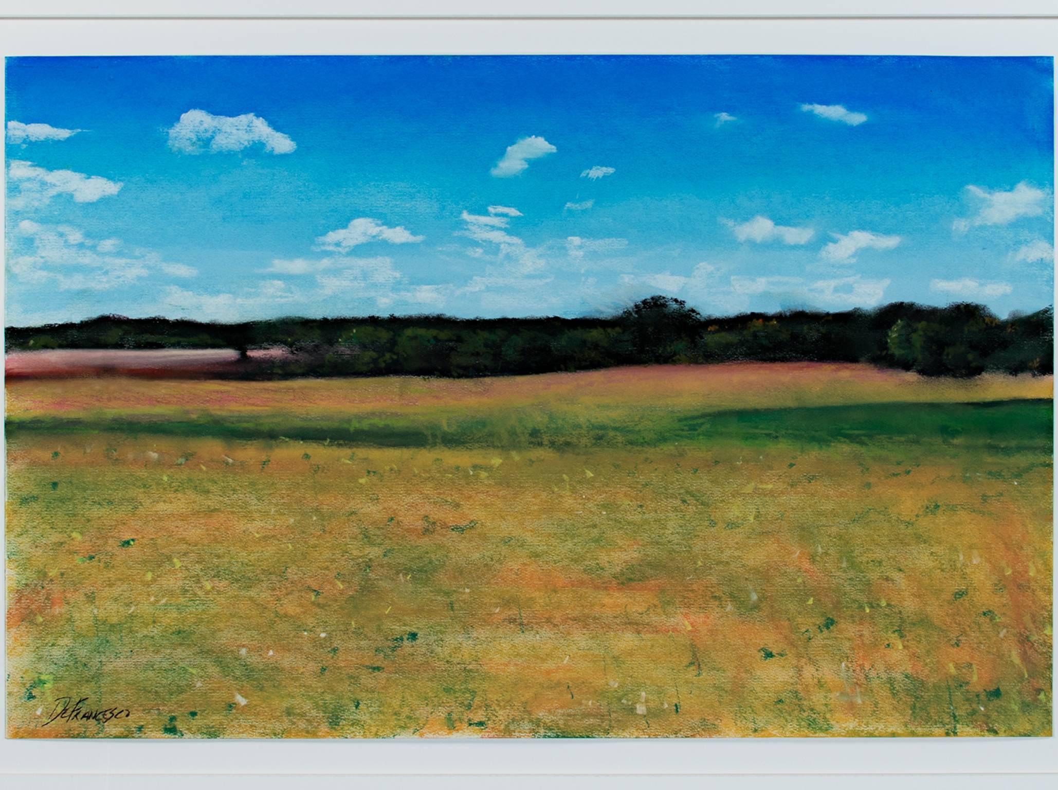 Michael DeFrancesco Landscape Art - Contemporary landscape pastel rural pastoral scene grass trees field signed