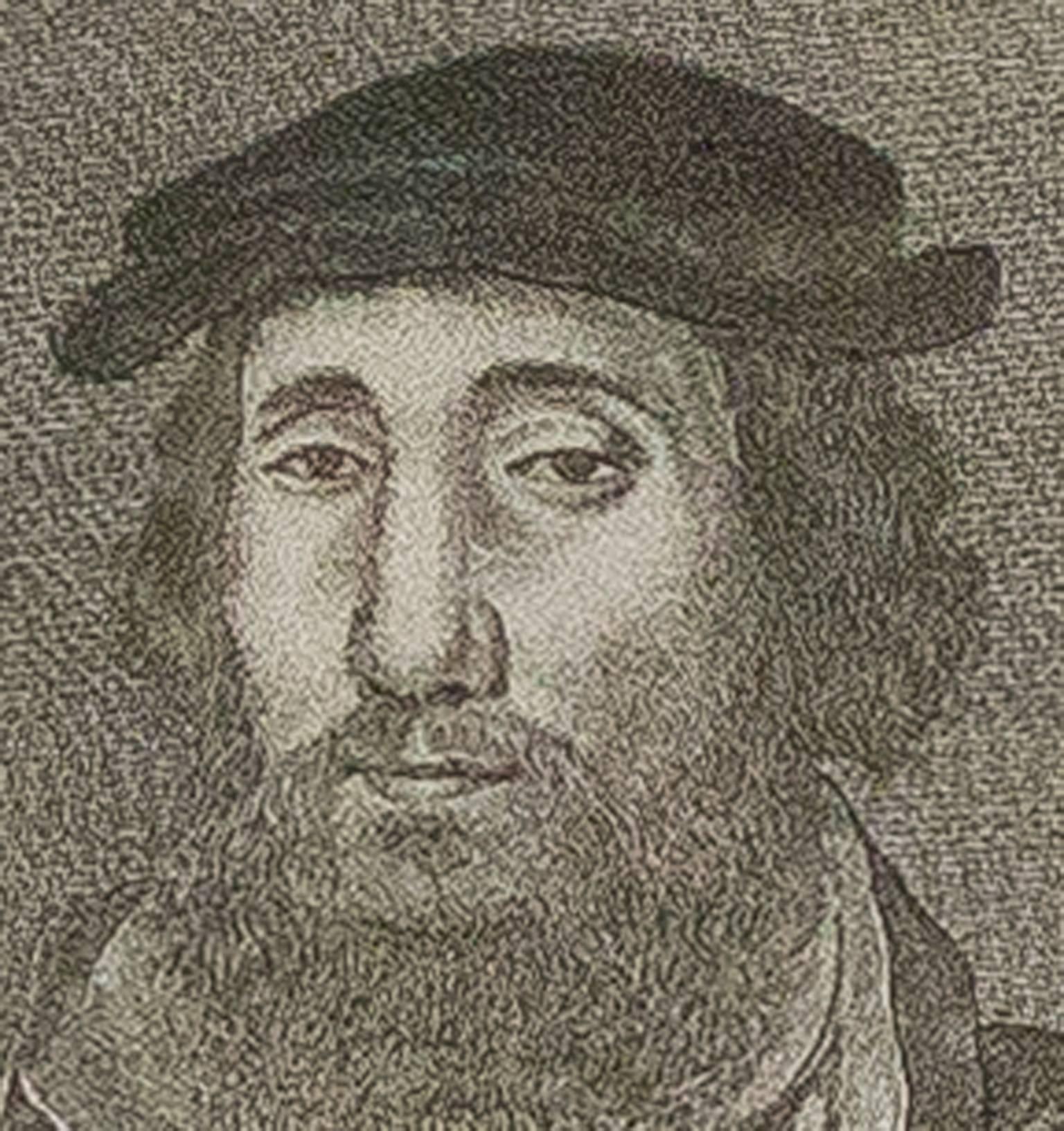 17th century engraving black and white portrait male subject beard hat European - Print by Wenceslaus Hollar