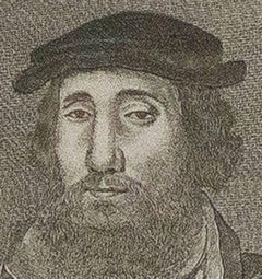 17th century engraving black and white portrait male subject beard hat European