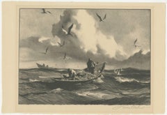 « Seagulls & Fishermen »:: lithographie originale signée par Gordon Grant