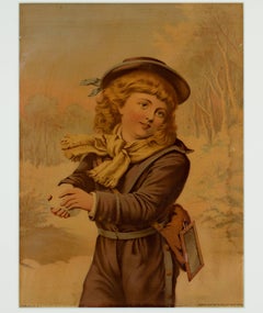 "Hurrah for the Snow, " an Original Color Lithograph by H. Hallett & Co. 