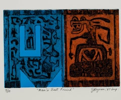 "Man's Best Friend" Original Color Collagraph signed by Joseph Rozman