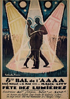 "Bal de l'AAAA Festival of Light, " Original Lithograph Poster by Paul Pissarro