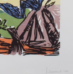 "Blue Bunny, " a Woodcut signed by Santi Moix