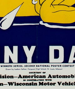 "Be Extra Alert on Rainy Days, " Color Lithograph Poster by Isadore Seltzer