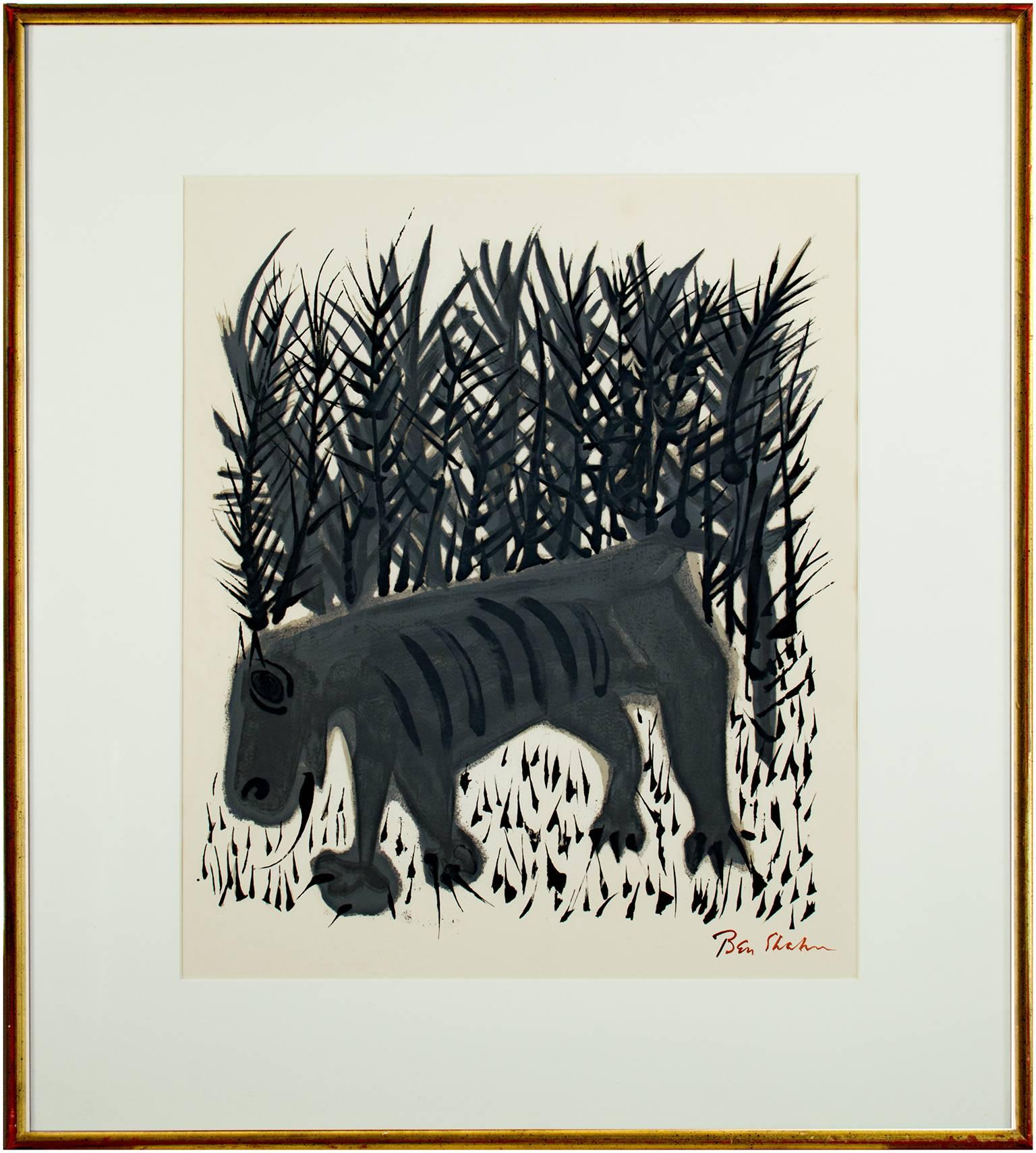 One Must Know the Animals - Black Animal Print by Ben Shahn