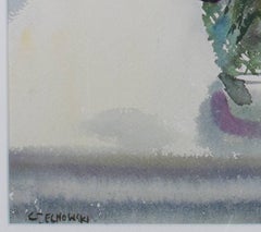 "Vase of Parrot Tulips & Irises, " a Watercolor signed by Alicia Czechowski