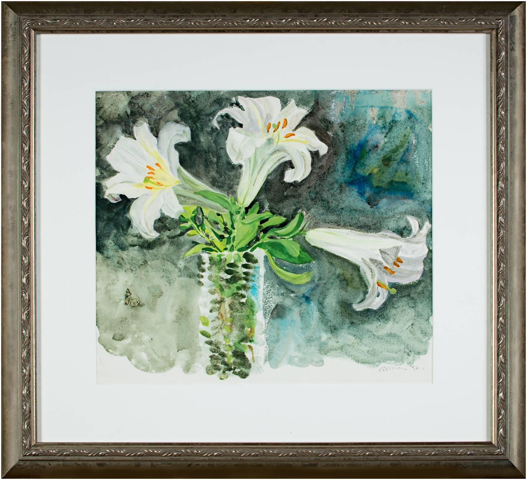 lilies in a vase drawing