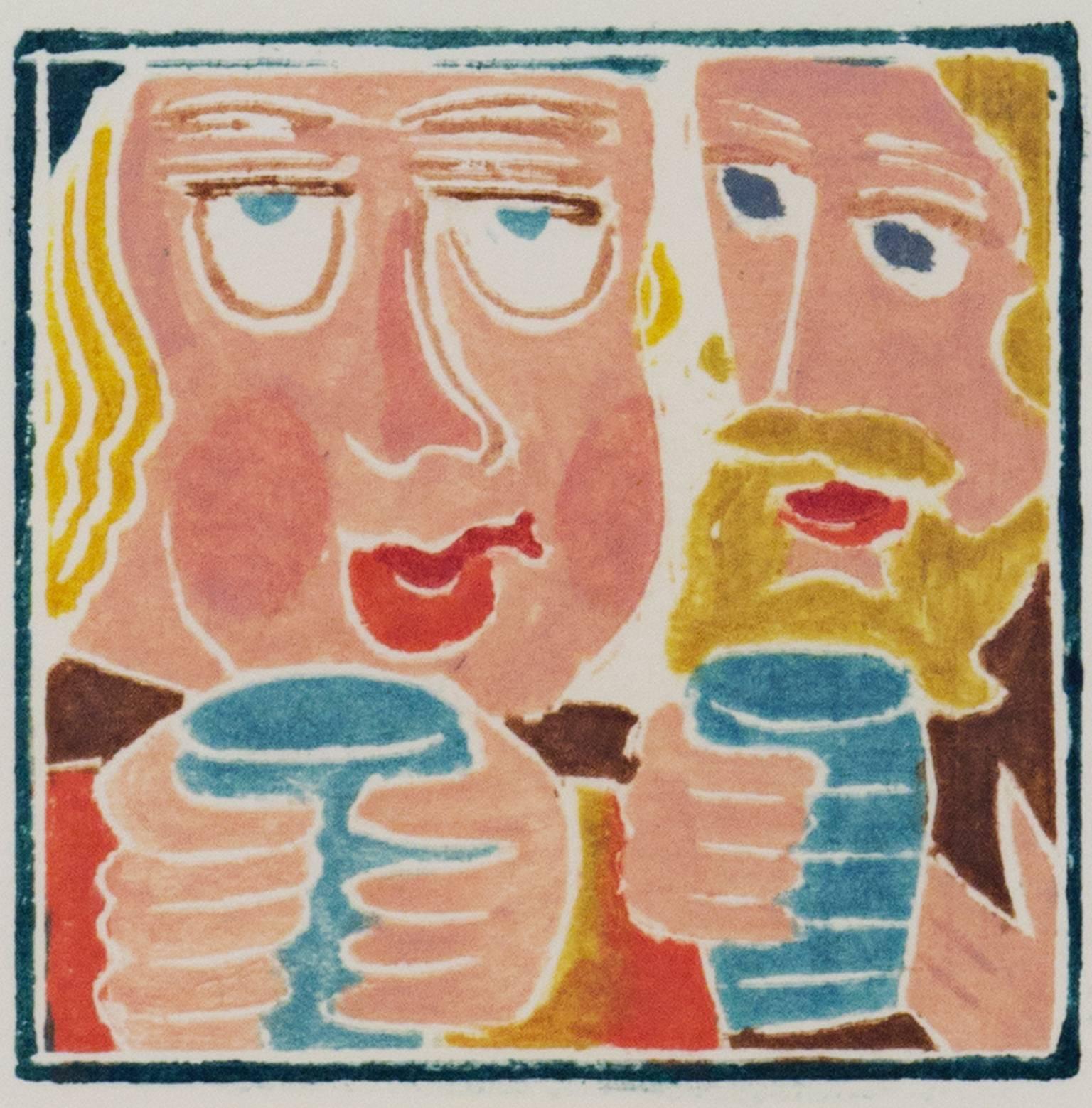 « The Wink and Too Much Ale », gravures sur bois originales en couleur d'André Derain 2