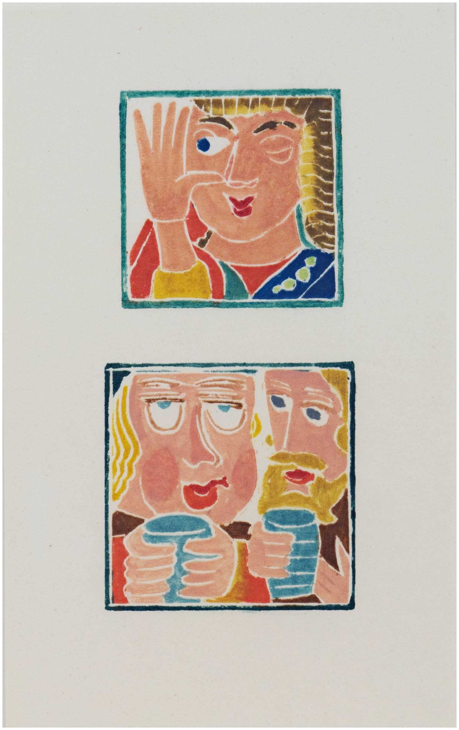 "The Wink and Too Much Ale" est un ensemble de deux gravures sur bois originales en couleur d'André Derain. Il provient d'une édition de 200 exemplaires et a été créé en 1943. Ces gravures sur bois représentent un homme qui fait un clin d'œil et