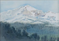 „Canadian Rockies – Misty Morning Calgary, Alberta, Kanada“, Aquarell signiert