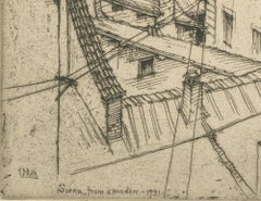 "Siena From a Window, " Original Etching signed by Ernest David Roth