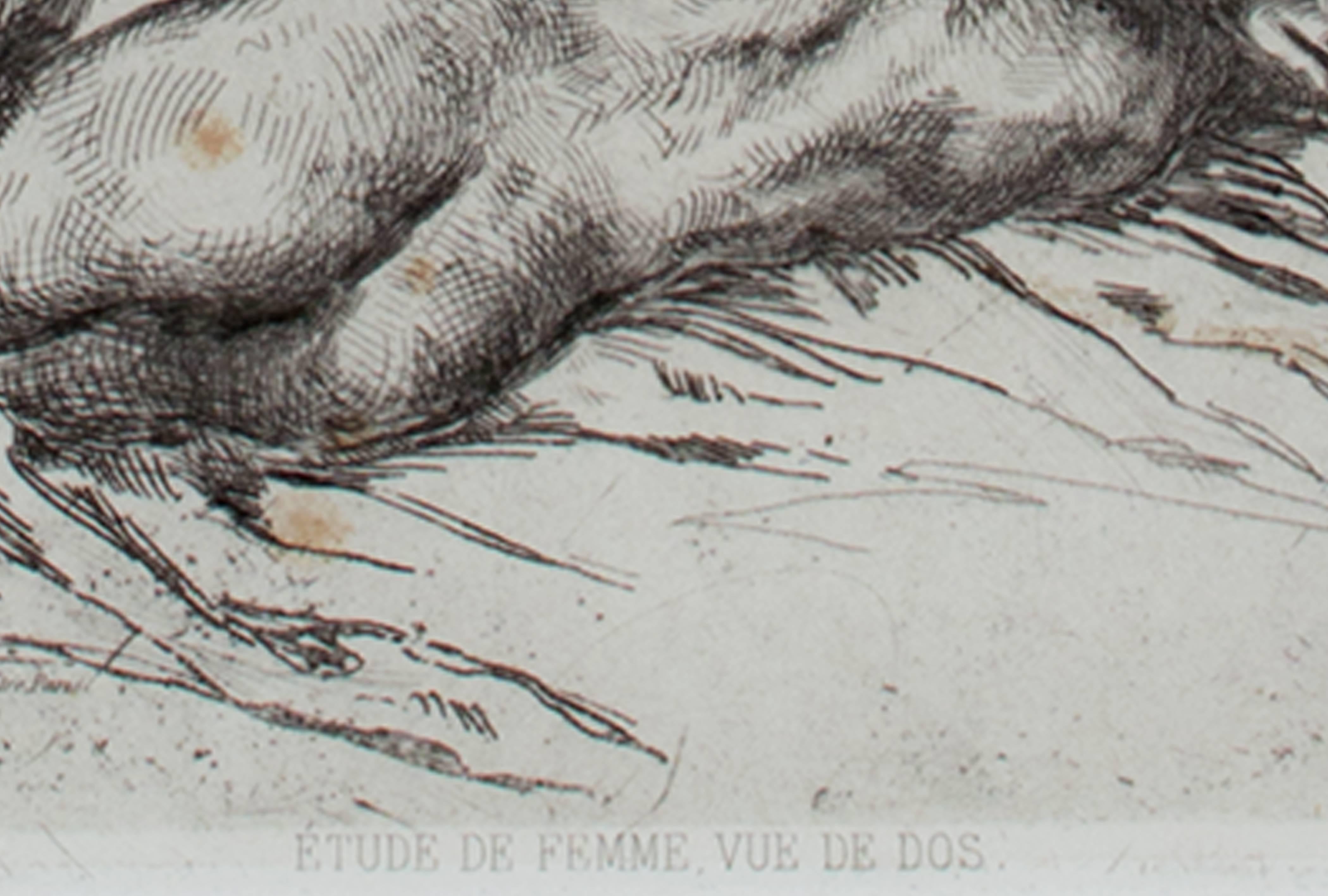 « A Man in Army Dress » et « Study of a Woman », gravure originale d'Eugène Delacroix  en vente 2