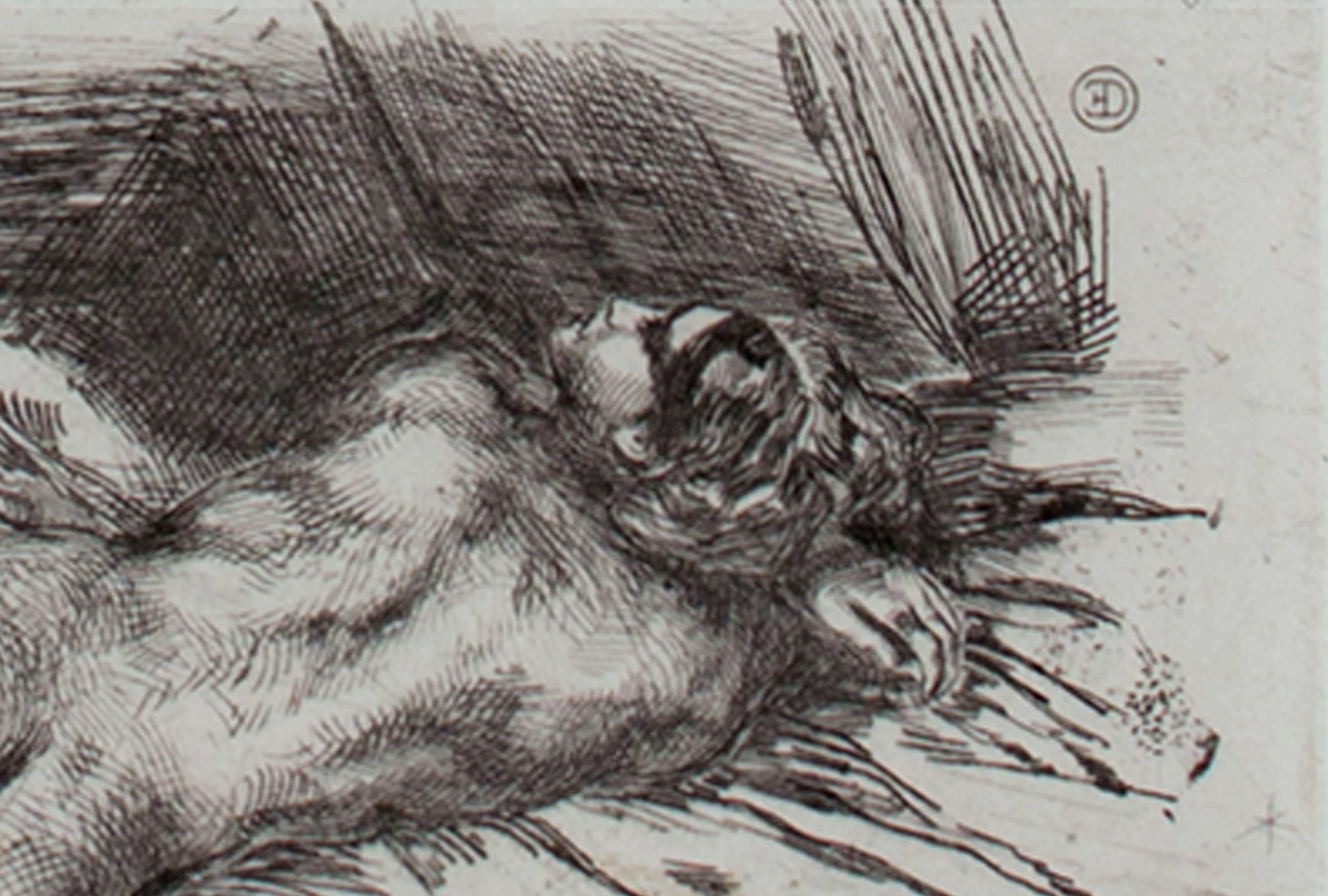 « A Man in Army Dress » et « Study of a Woman », gravure originale d'Eugène Delacroix  en vente 1