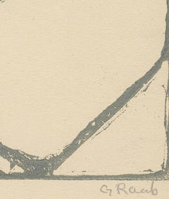 "Snow Fall, " Linoleum Block Print of a House in Snow signed by George Raab