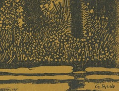 "Forest Primeval, " Linoleum Block Print signed by George Raab