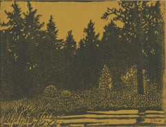 "Forest Primeval, " Linoleum Block Print signed by George Raab