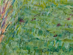 Quadro di paesaggio colorato contemporaneo in acrilico ponte espressionista firmato