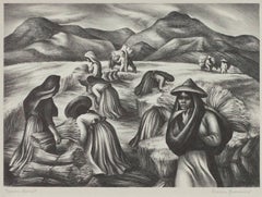 Vintage "Mexican Harvest, " Original Lithograph signed by Marion Greenwood