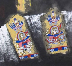 "Sky Mask 2, " Mixed Media on Paper signed by Xiao Ming