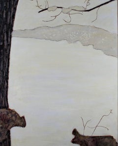 "Snow on the Lake, " Oil on Wood signed by Robert Richter