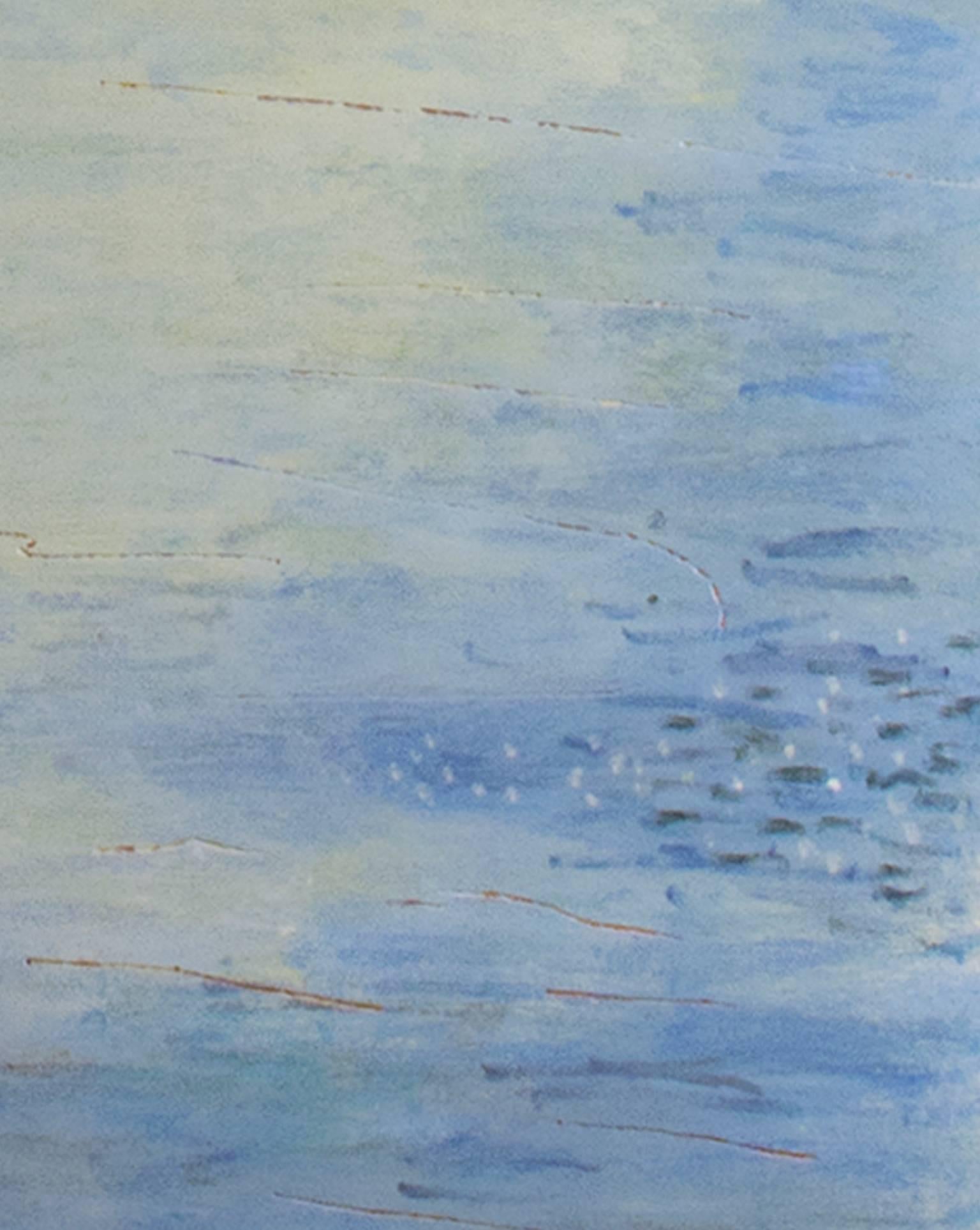 Paisaje contemporáneo pintura al óleo lago árboles cielo reflejo firmado - Painting Arte marginal de Robert Richter