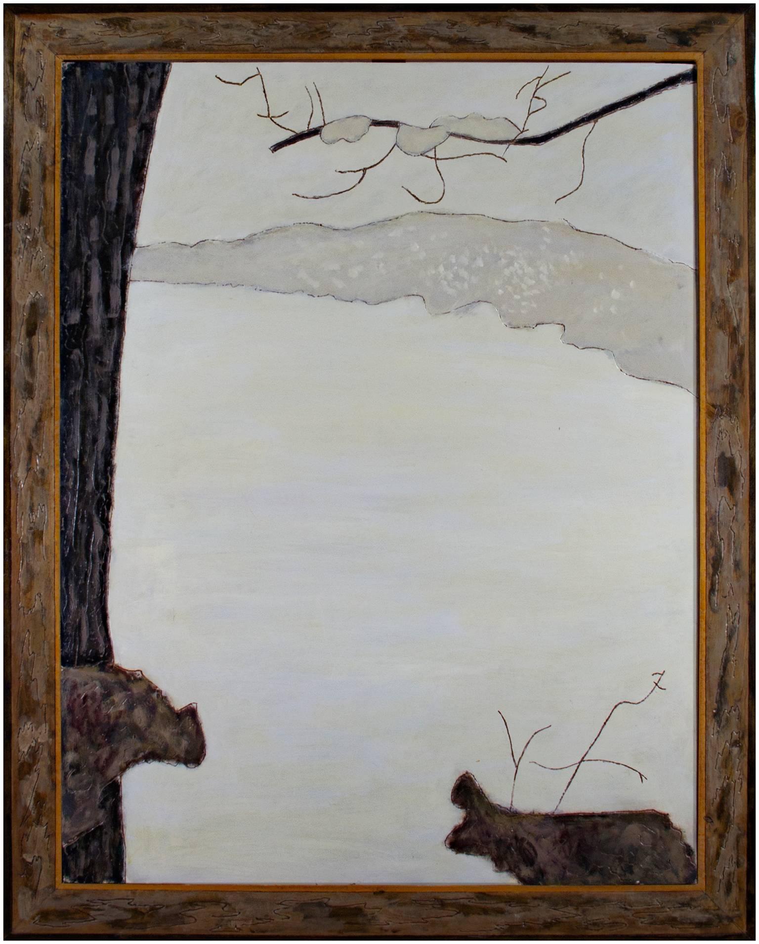 "Snow on the Lake, " Oil on Wood signed by Robert Richter