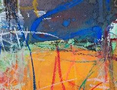 peinture à l'huile abstraite contemporaine colorée expressionniste occupée signée