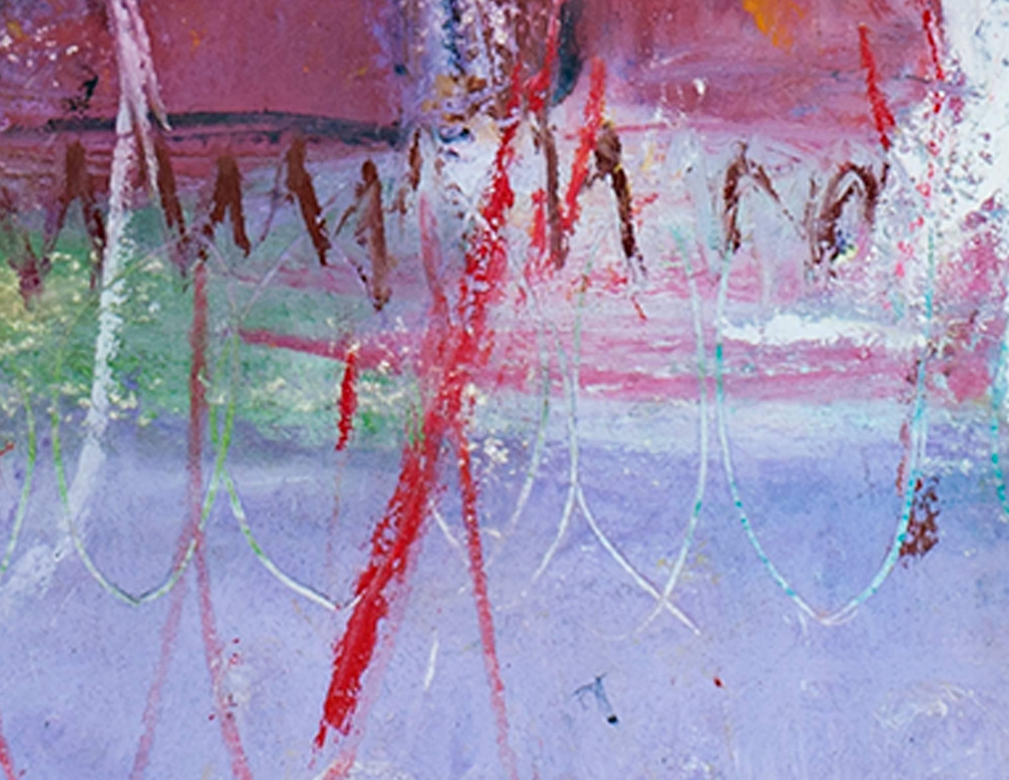 colorata pittura ad olio astratta contemporanea espressionista impegnata firmata - Painting di Alayna Rose