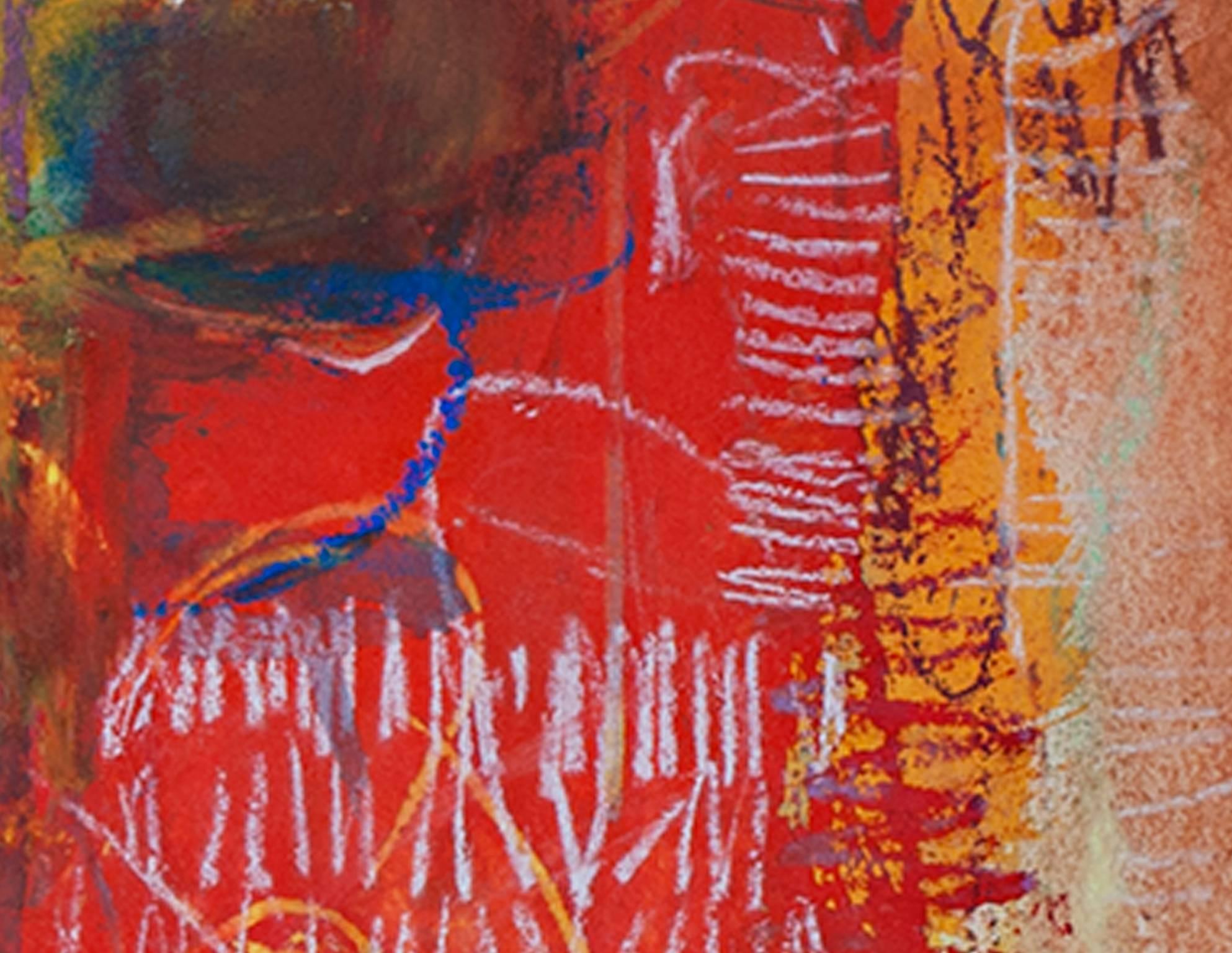 colorata pittura ad olio astratta contemporanea espressionista impegnata firmata - Abstract Painting Marrone di Alayna Rose