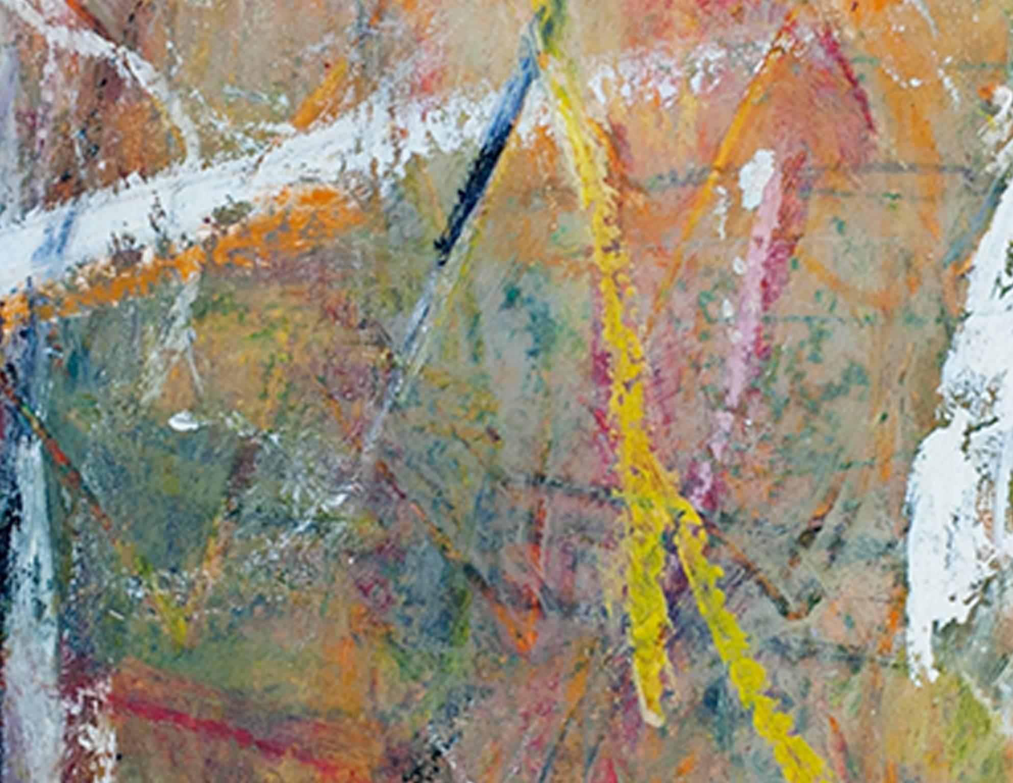 colorata pittura ad olio astratta contemporanea espressionista impegnata firmata - Painting Astratto di Alayna Rose