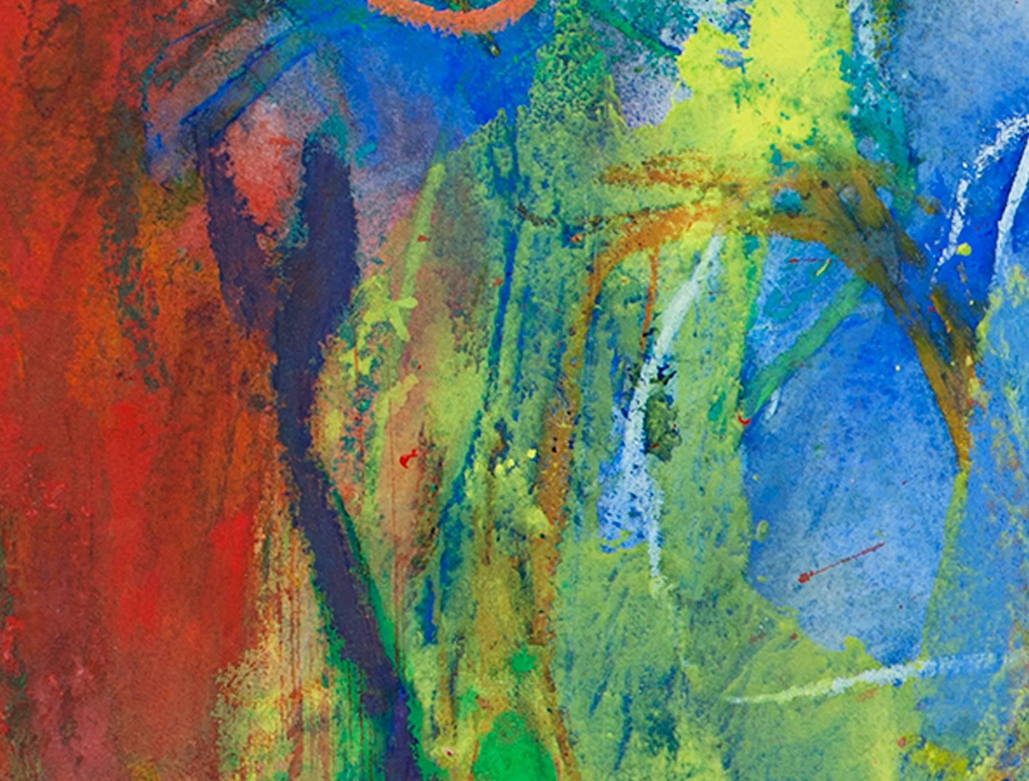 colorato quadro astratto contemporaneo a tecnica mista espressionista impegnato firmato - Painting Astratto di Alayna Rose