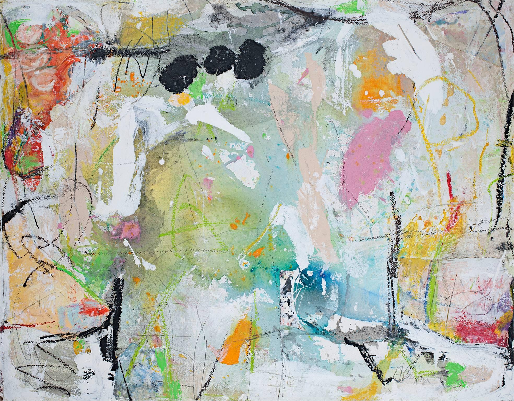"Walking Song" est une œuvre originale en techniques mixtes sur papier aquarelle. Alayna Rose, l'artiste, a signé l'œuvre en bas à droite. Cette pièce présente une variété de marques abstraites dans des couleurs douces et pastel. 

22 1/4" x 30"