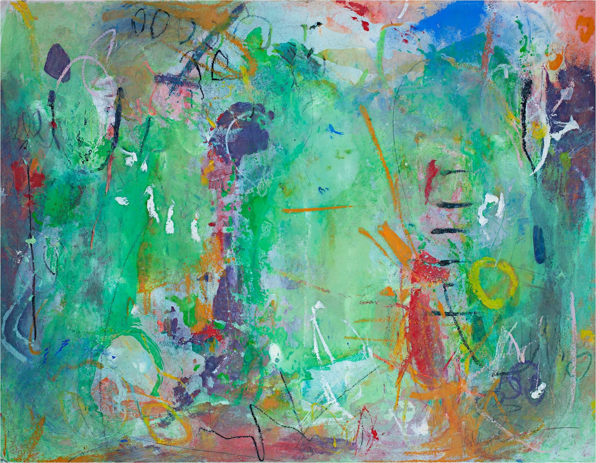 peinture à l'huile abstraite contemporaine colorée expressionniste occupée signée - Mixed Media Art de Alayna Rose