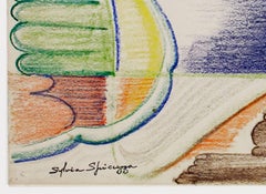 ""Art Deco Vogel #688", Farbe Crayon Zeichnung gestempelt Signatur Sylvia Spicuzza