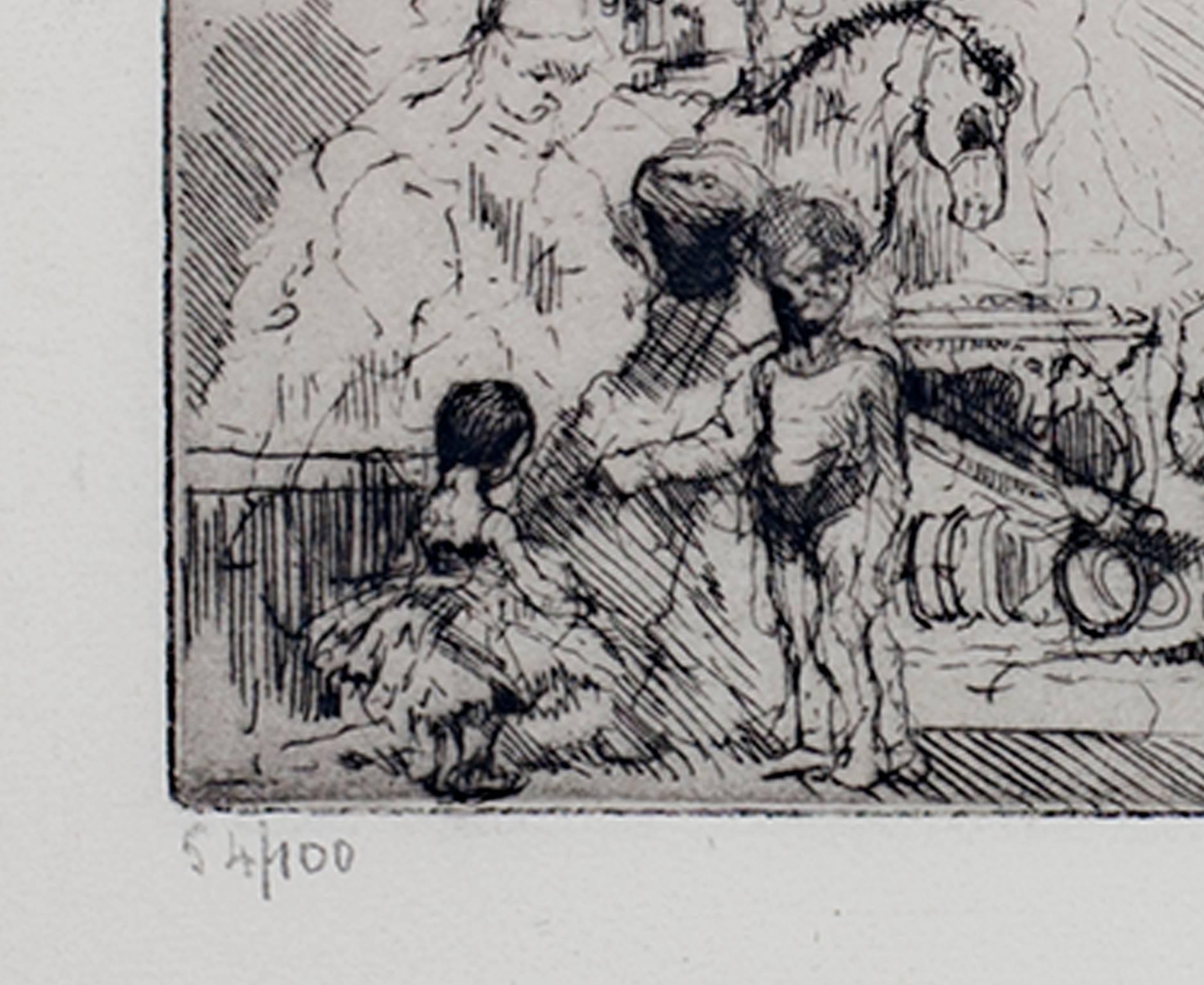 « Le Petit Cirque Prinder », eau-forte originale signée par Auguste Brouet en vente 2