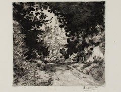 "Road Landscape, " Original Etching and Aquatinit by Felix Bracquemond
