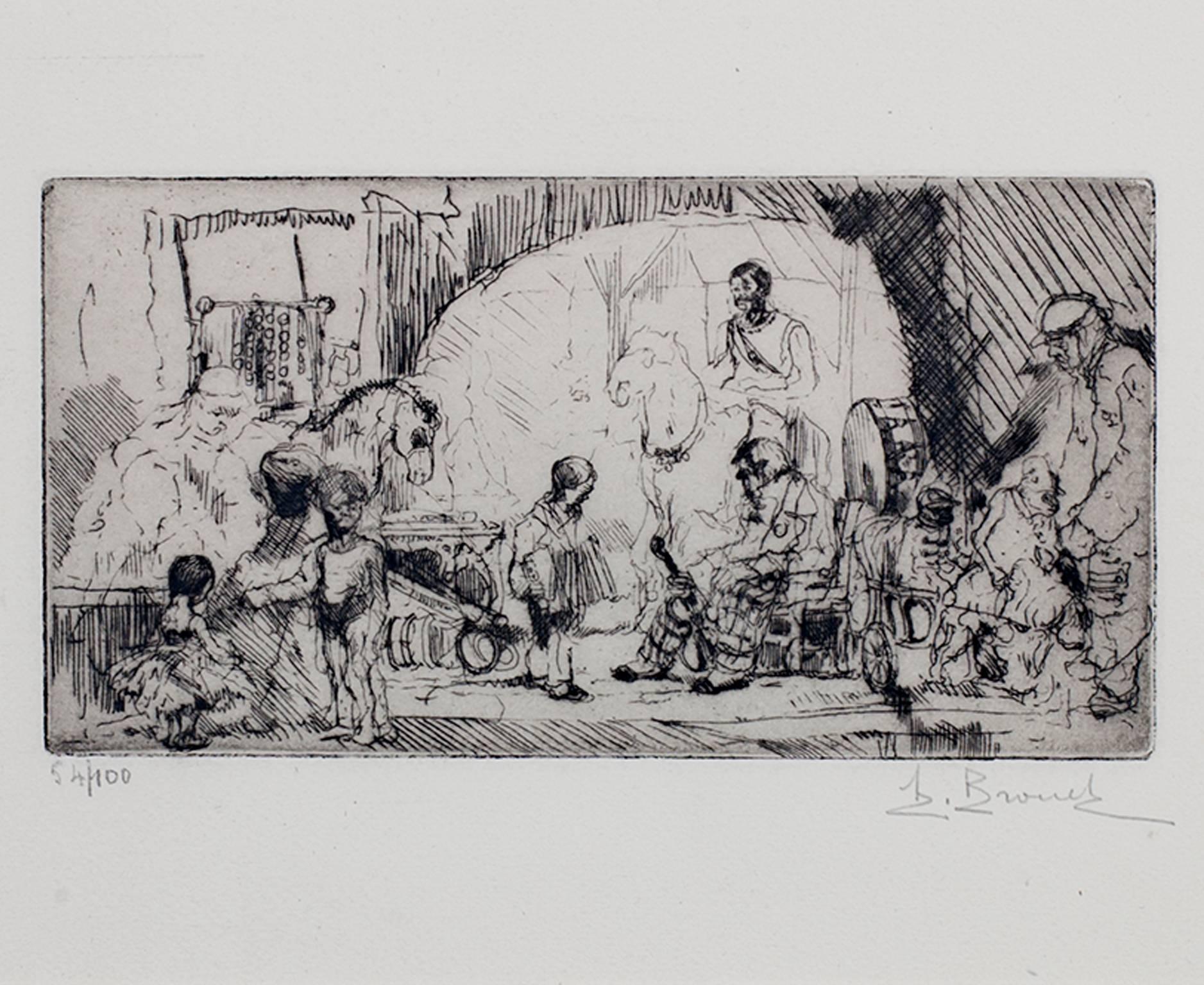 "Le Petit Cirque Prinder," Original Etching signd by Auguste Brouet