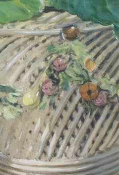 Artista contemporánea mujer bodegón pintura gouache jarrón flores firmado