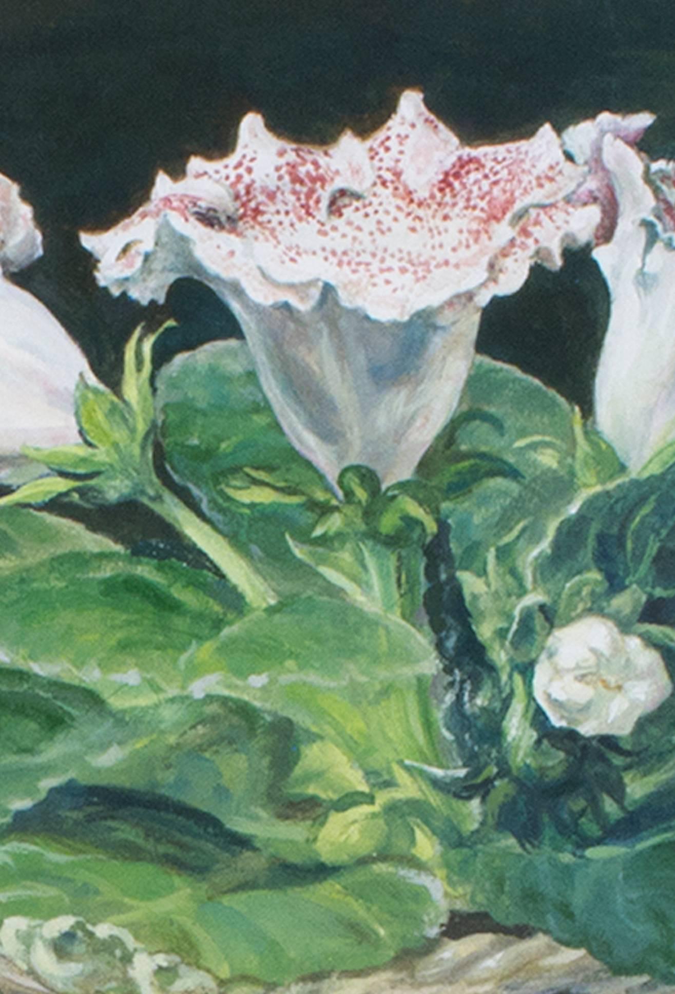 Artista femminile contemporanea che dipinge a guazzo una natura morta con fiori in vaso firmati - Painting Fotorealista di Alicia Czechowski