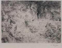 "A Witch's Sabbath/A Porcabeuf, " Etching signed by Fernand Cormon 