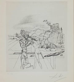 "Surrealist Sunday, " Heliogravure, engraved after the drawing, signed by Dali