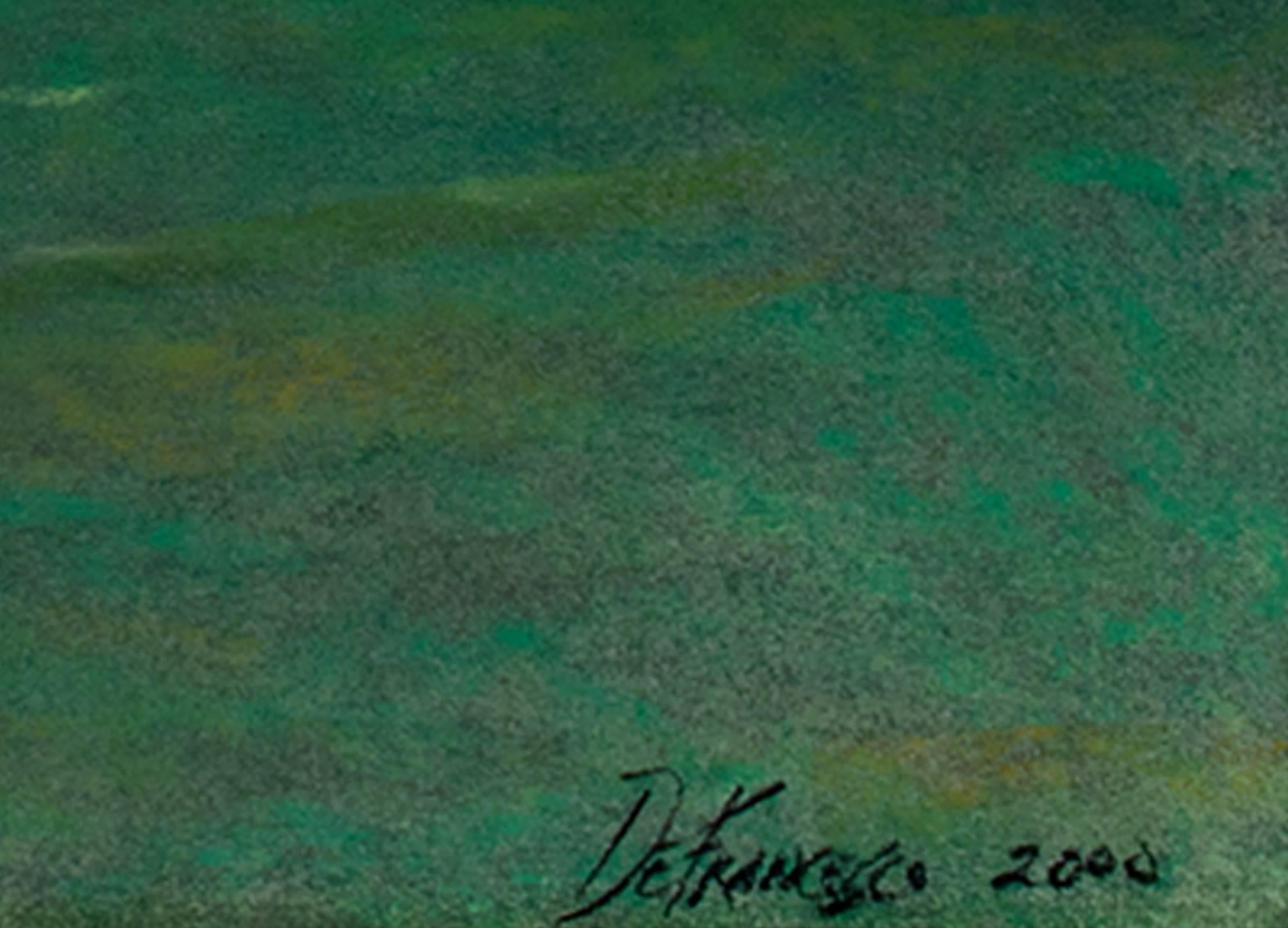 Contemporary landscape pastel lighthouse pastoral scene field grass sky signed - Art by Michael DeFrancesco
