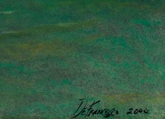 Paysage contemporain pastel phare scène pastorale champ herbe ciel signé