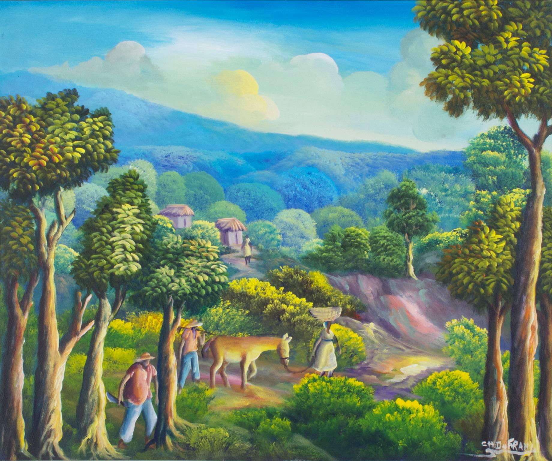 Charles Dufranc Landscape Painting - Haitian Villagers in Forest