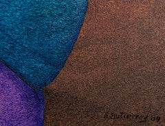 Contemporary figurative textured oil painting mother and child colorful signed