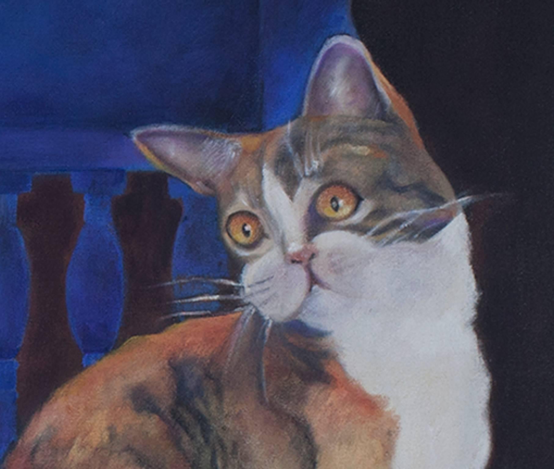« El Gato », huile sur toile signée par Paco Huacuja 4