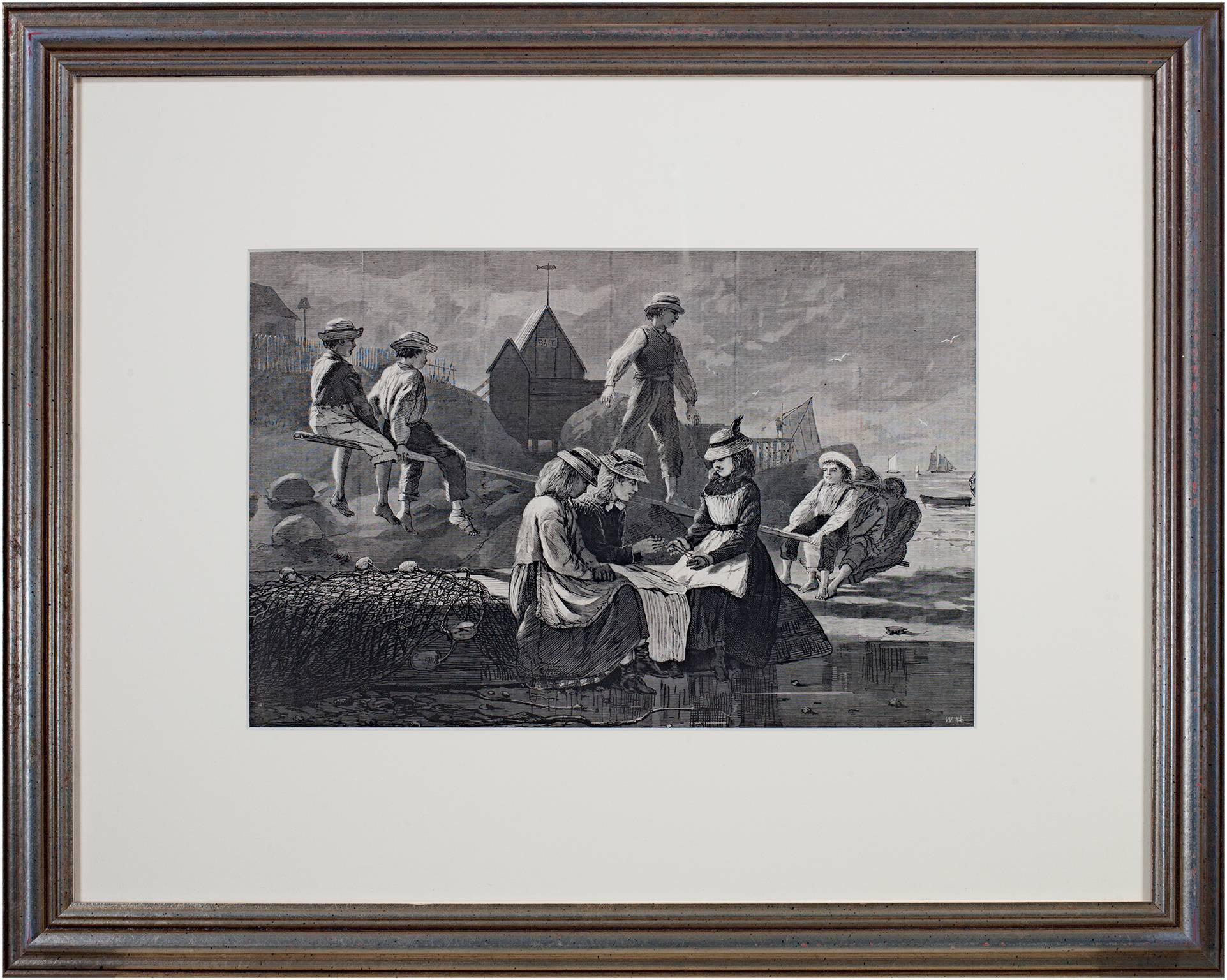 "SEESAW--Gloucester, Massachusetts, " Wood Engraving signed after Winslow Hommer