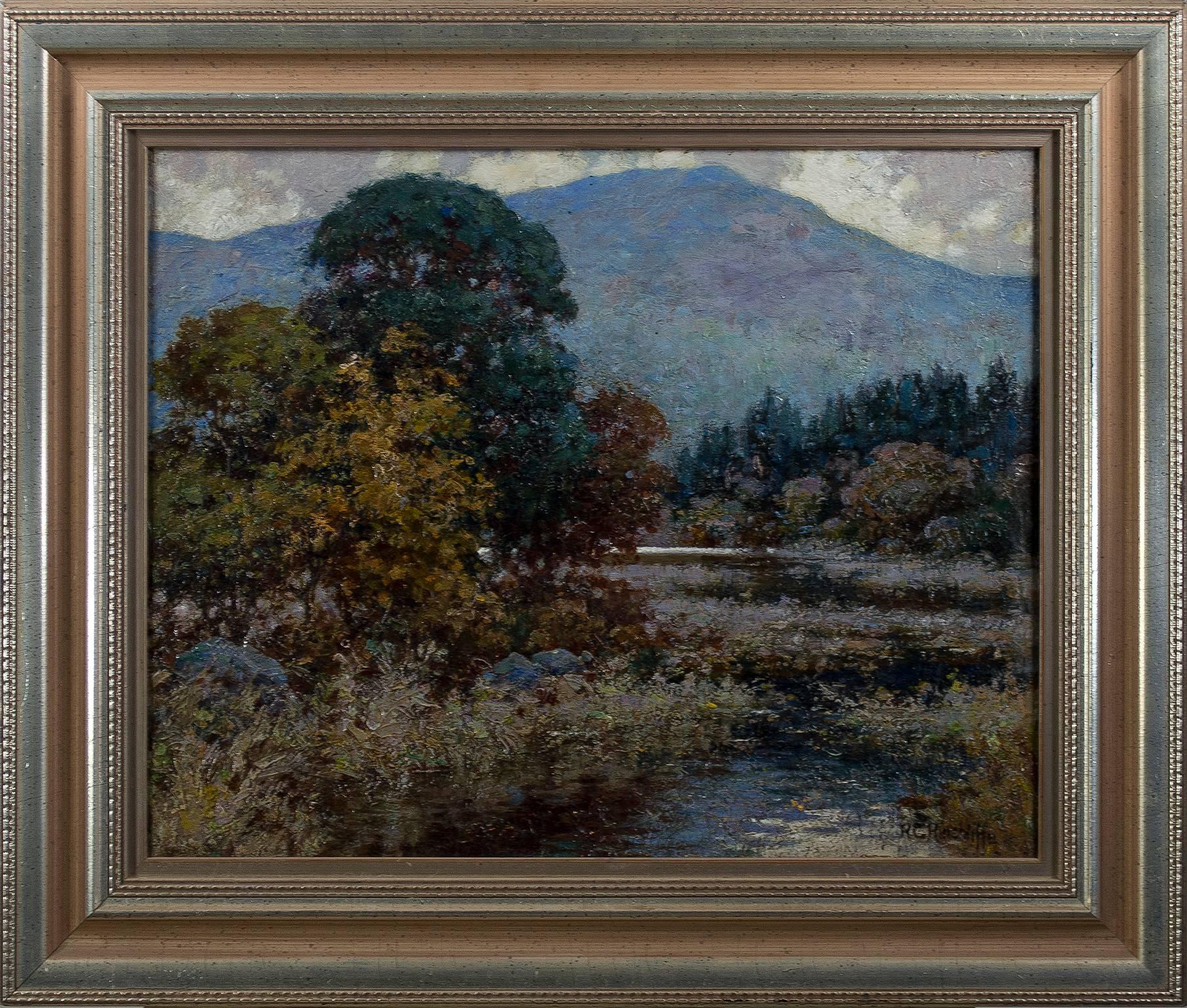 River Landscape in Blue - Painting by Richard George Hinchcliffe