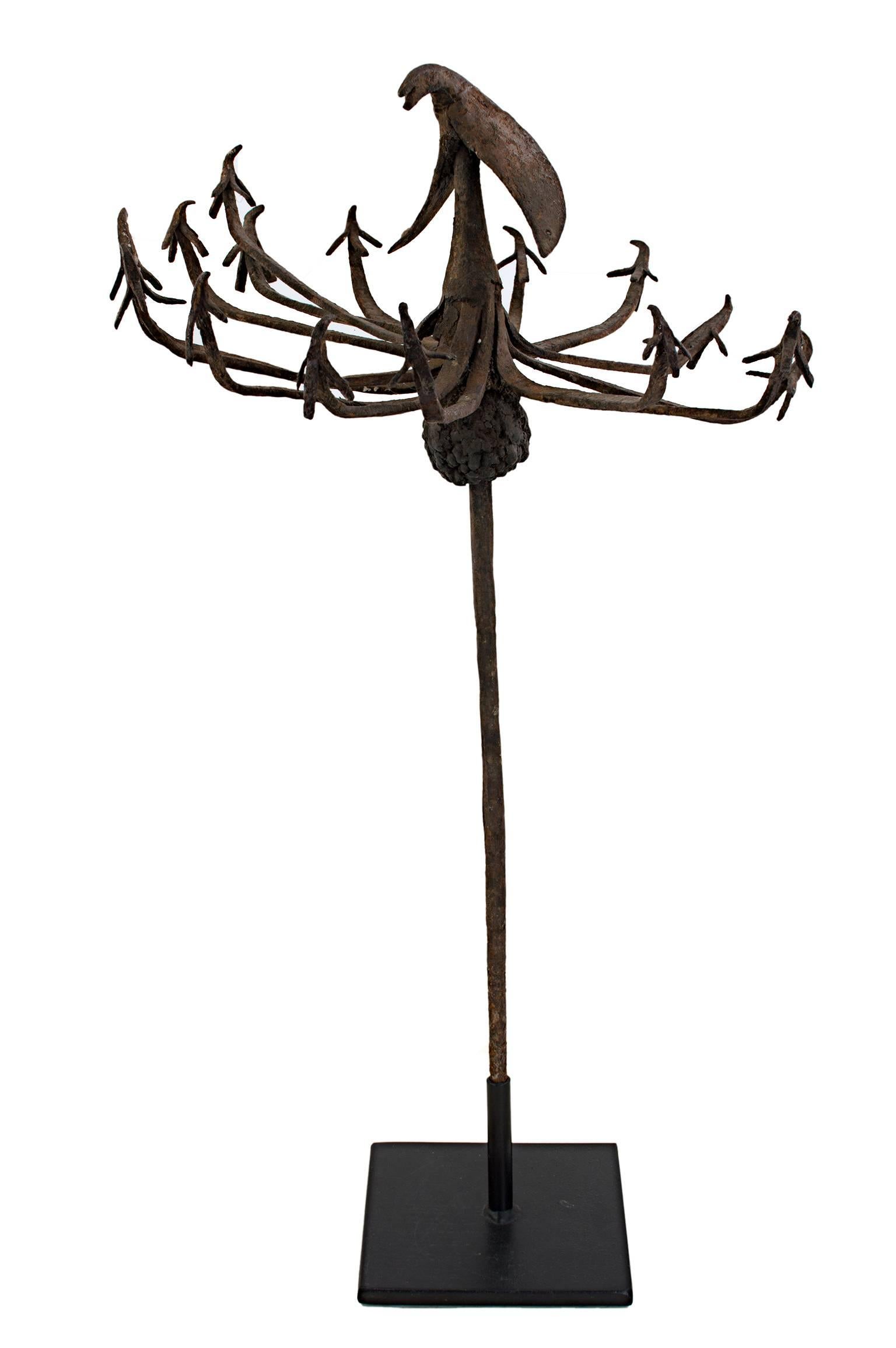 "Nigeria-Yoruba Medicine Staff, " Hand Forged Iron created c. 1900 - Sculpture by Unknown